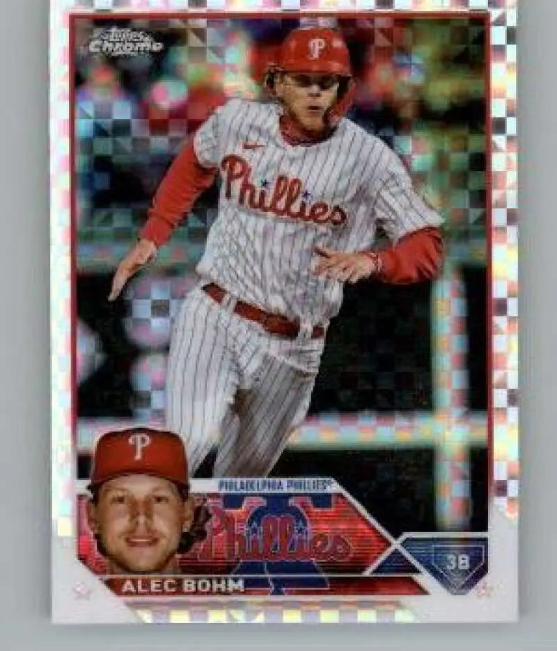 Alec Bohm 2023 Topps Chrome X-Fractor baseball card for Philadelphia Phillies fans