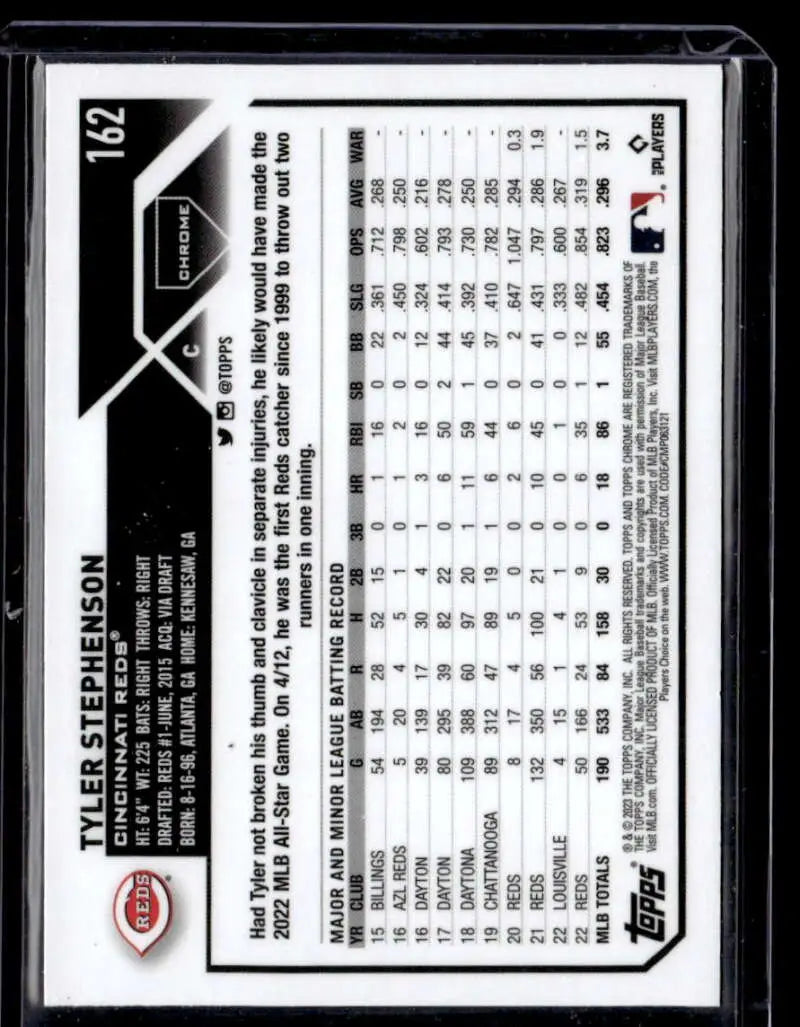 2023 Topps Chrome X-Fractor Tyler Stephenson statistical information Cincinnati Reds card