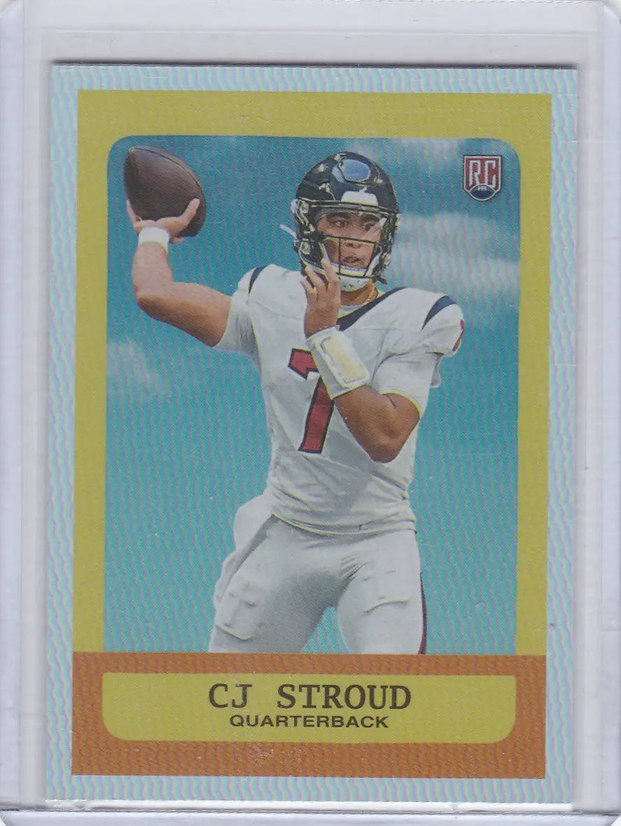 Football trading card of C.J. Stroud RC in white uniform for Houston Texans Topps Composite