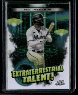 Jazz Chisholm Jr. 2023 Topps Cosmic Chrome baseball card ET-4 Extraterrestrial Talent