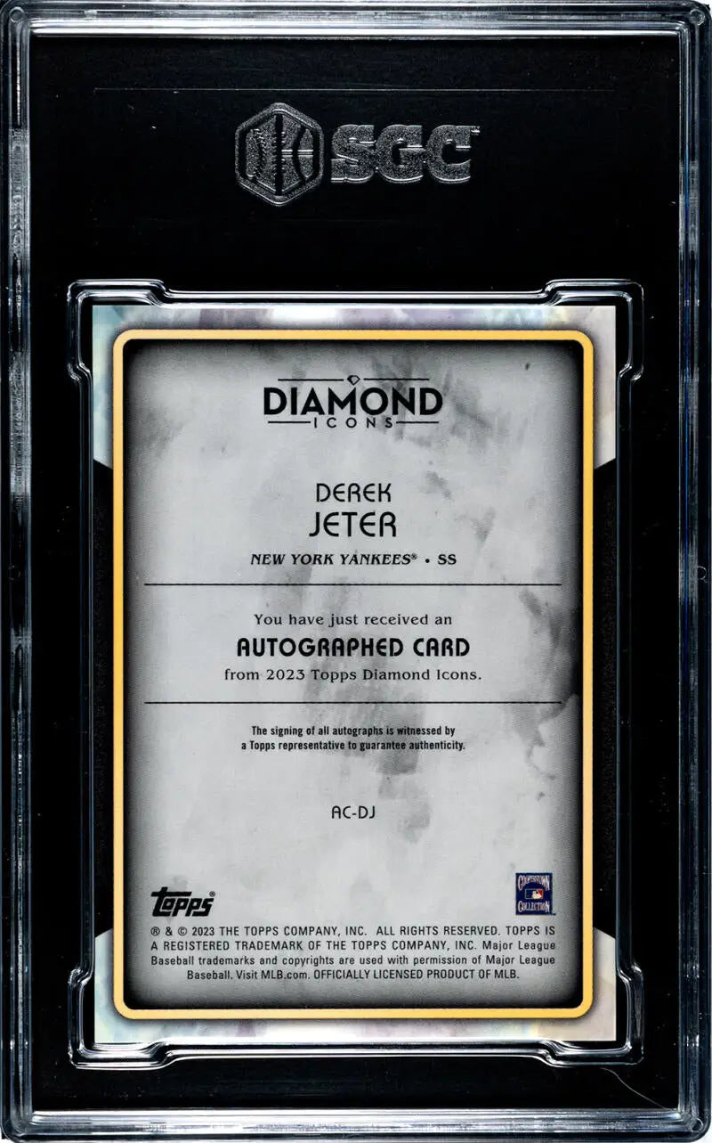 BGS-graded Topps Diamond Icons autographed Derek Jeter baseball card New York Yankees