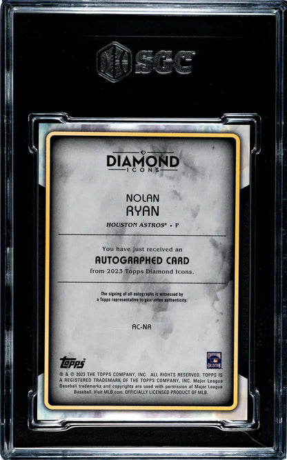 Graded BGS-encased Nolan Ryan autographed baseball card for Houston Astros