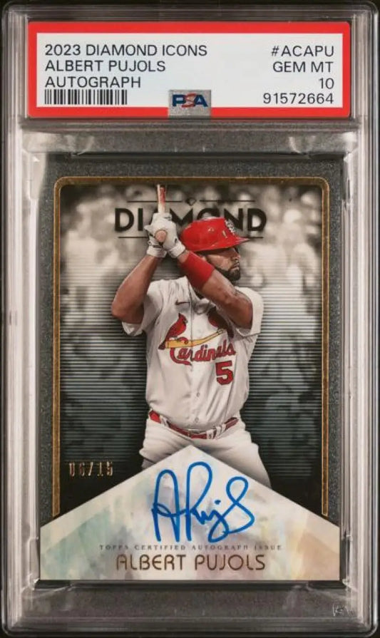 PSA-graded 2007 Topps Diamond Icons Albert Pujols autographed card St. Louis Cardinals