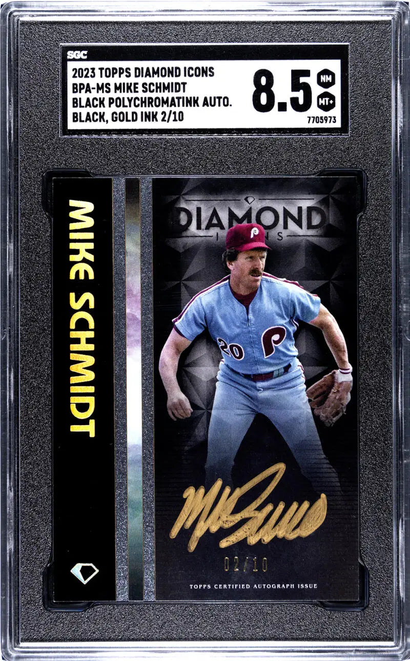 Graded BGS 8.5 Topps Diamond Icons Mike Schmidt Phillies card in powder blue uniform