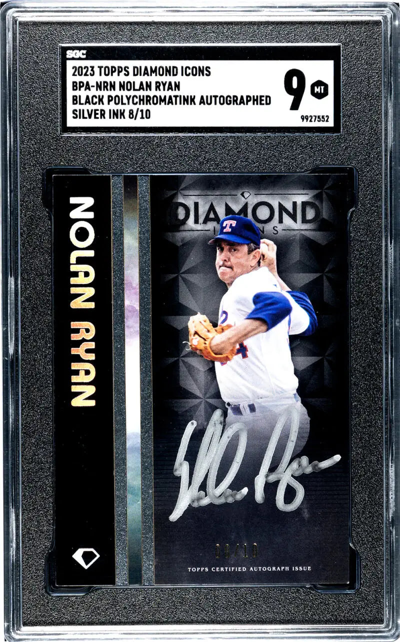 Graded 2023 Topps Diamond Icons Nolan Ryan baseball card from Texas Rangers in mint condition