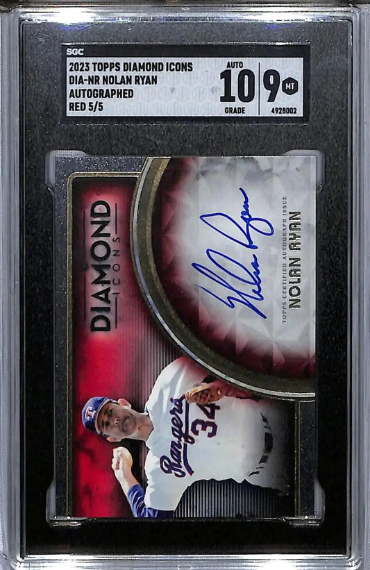 Graded Nolan Ryan autographed Topps Diamond Icons baseball card SGC 9 MINT 5/5