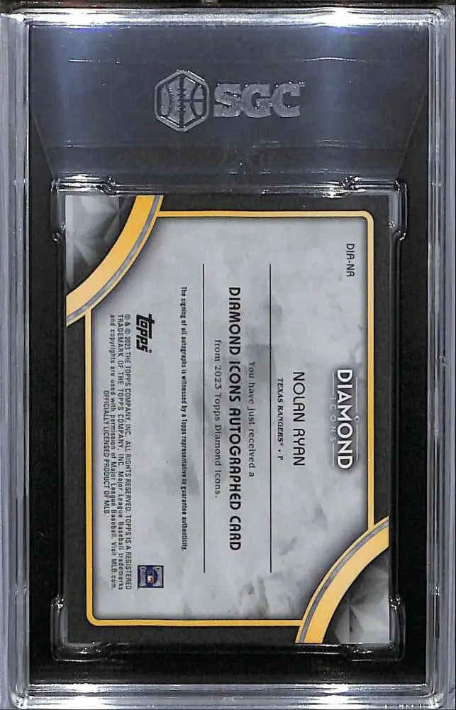 Graded Nolan Ryan baseball card from 2023 Topps Diamond Icons series SGC 9 MINT