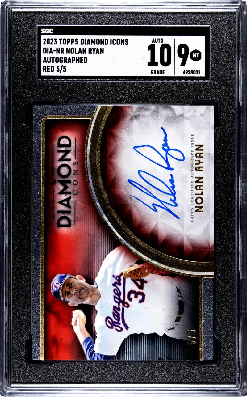 Graded Texas Rangers autograph on 2023 Topps Diamond Icons Red baseball card