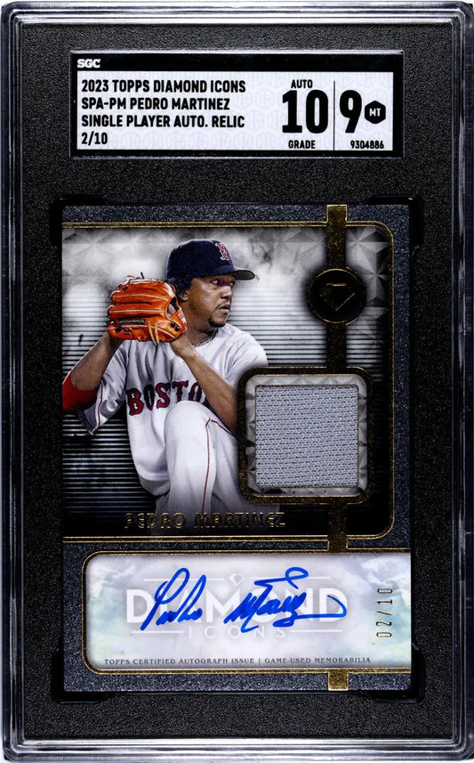 Graded Pedro Martinez Red Sox Diamond Icons Relic baseball card with autograph and patch