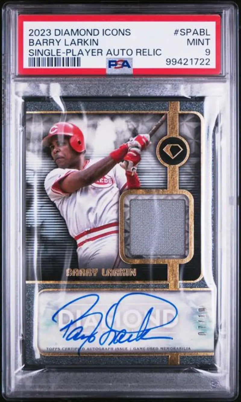 PSA-graded 2023 Topps Diamond Icons Barry Larkin Autograph with Jersey Swatch Card