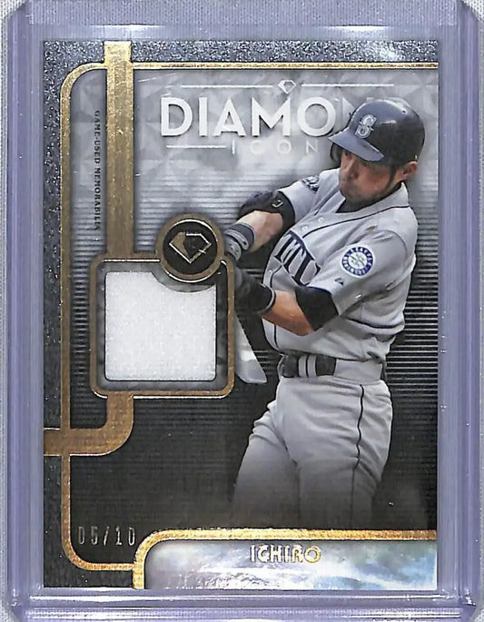 Baseball trading card of Ichiro from 2023 Topps Diamond Icons with jersey patch