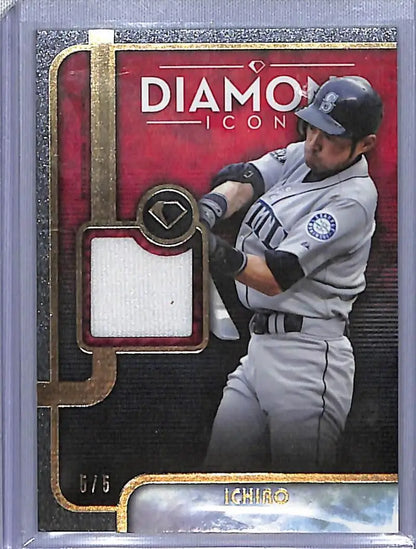 Baseball trading card of a Seattle Mariners player from Topps Diamond Icons with patch