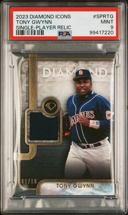 PSA-graded Tony Gwynn San Diego Padres baseball card with game-used jersey relic patch