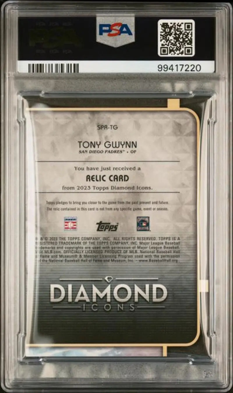 PSA-graded 2023 Topps Diamond Icons Tony Gwynn baseball card in protective case, San Diego Padres