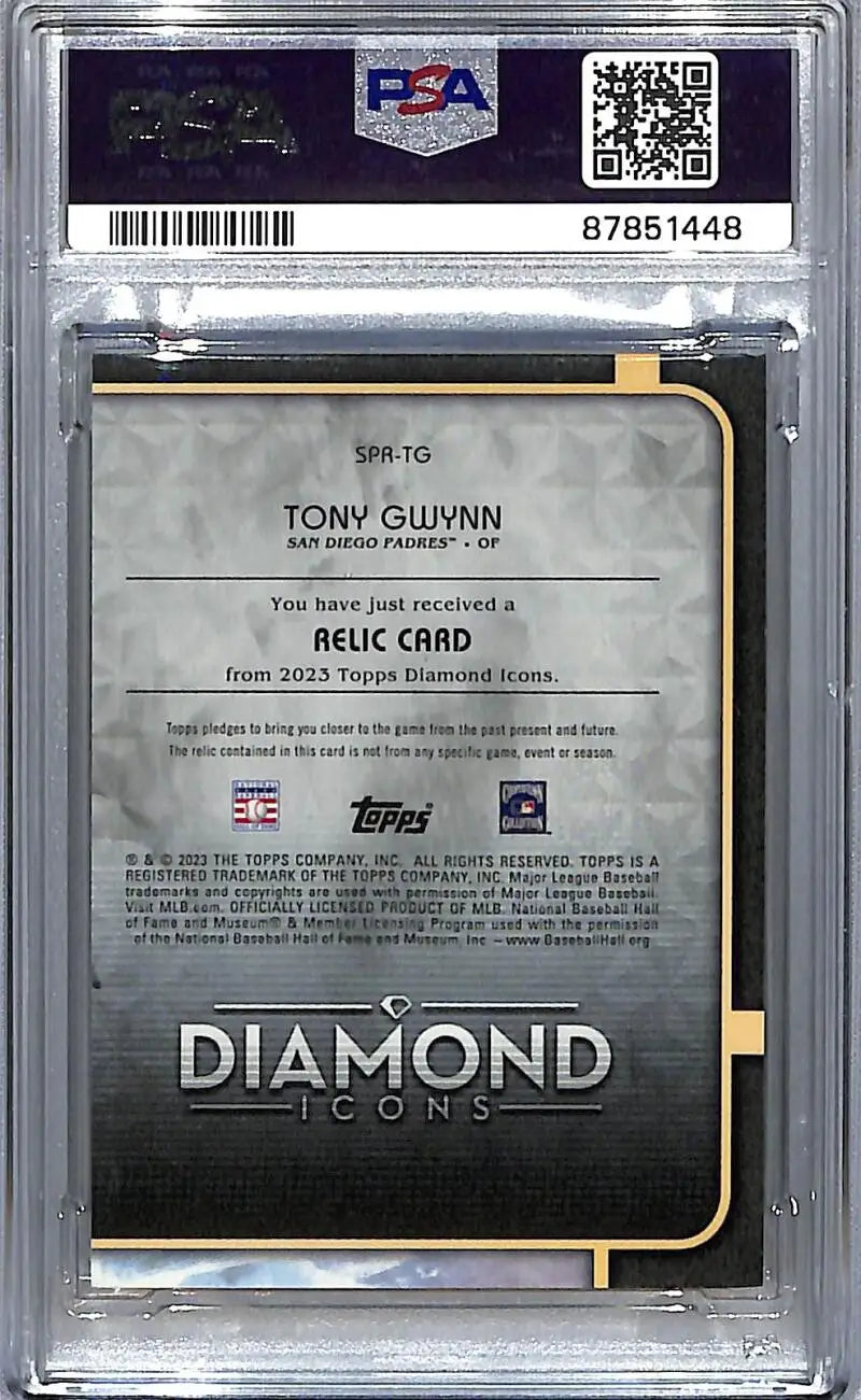 Tony Gwynn San Diego Padres PSA-graded baseball card with QR code and serial number