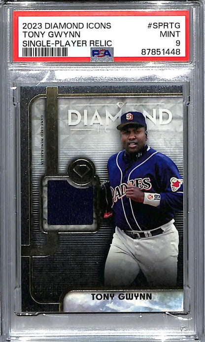 PSA graded 2023 Topps Diamond Icons Tony Gwynn San Diego Padres card with jersey relic