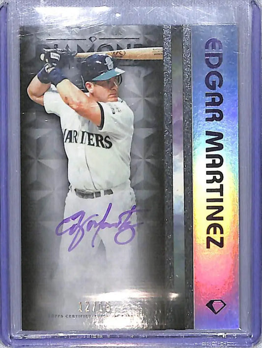 Edgar Martinez Seattle Mariners Baseball Card with White Polychromatink Autograph