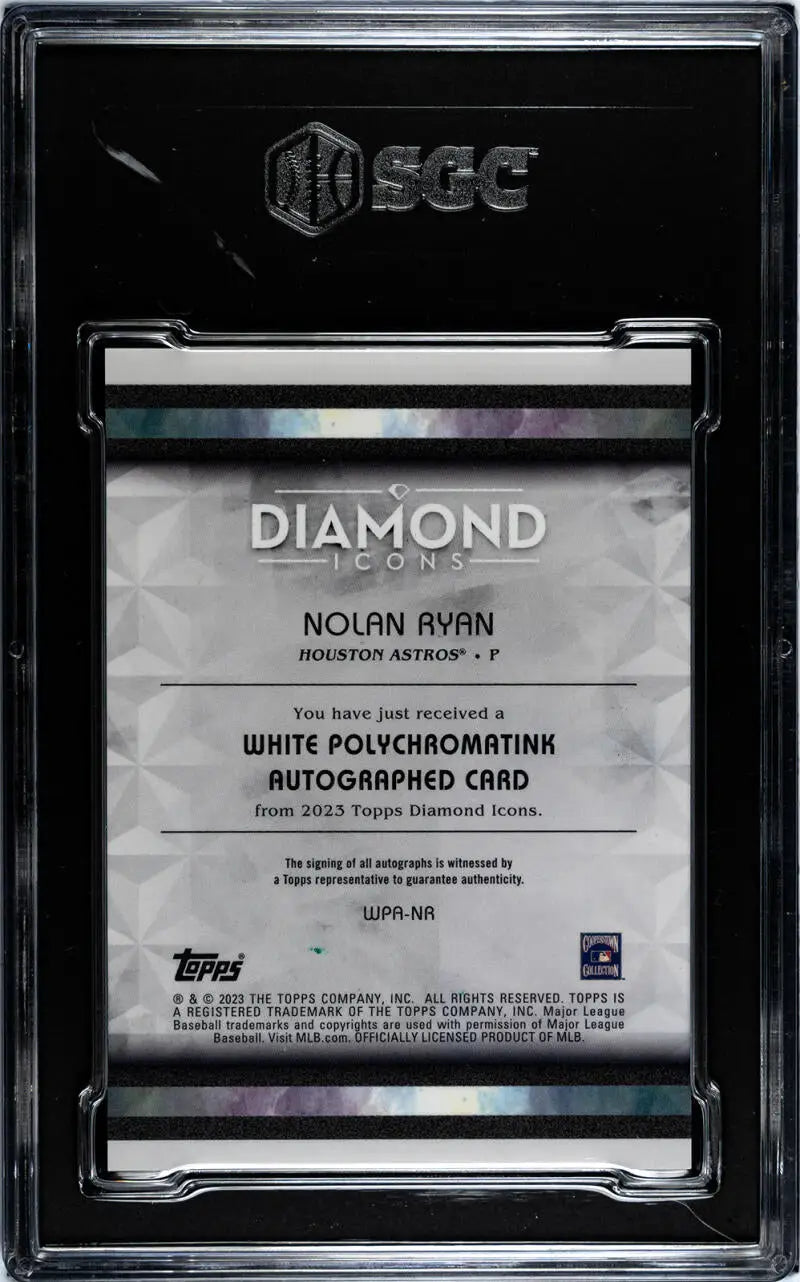 Graded sports card holder featuring Topps Diamond Icons Nolan Ryan collectible