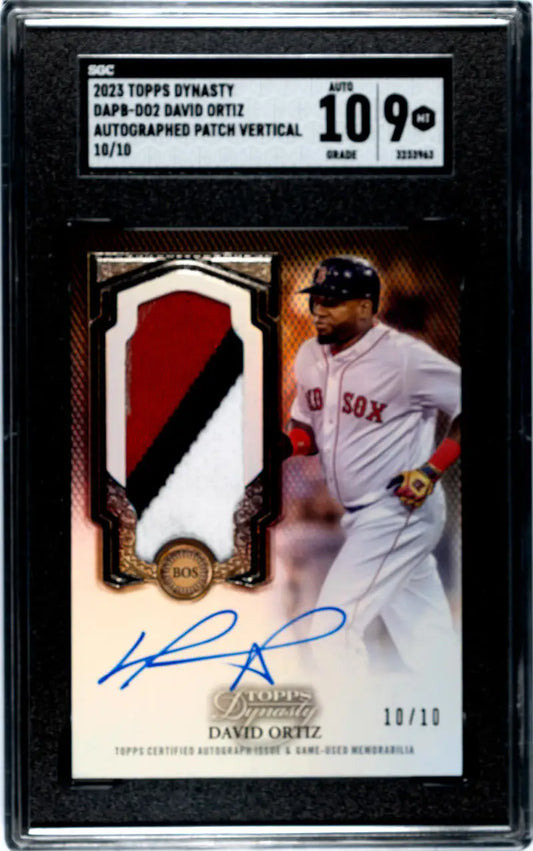 Graded David Ortiz Boston Red Sox card with autograph and jersey patch, numbered 10/15