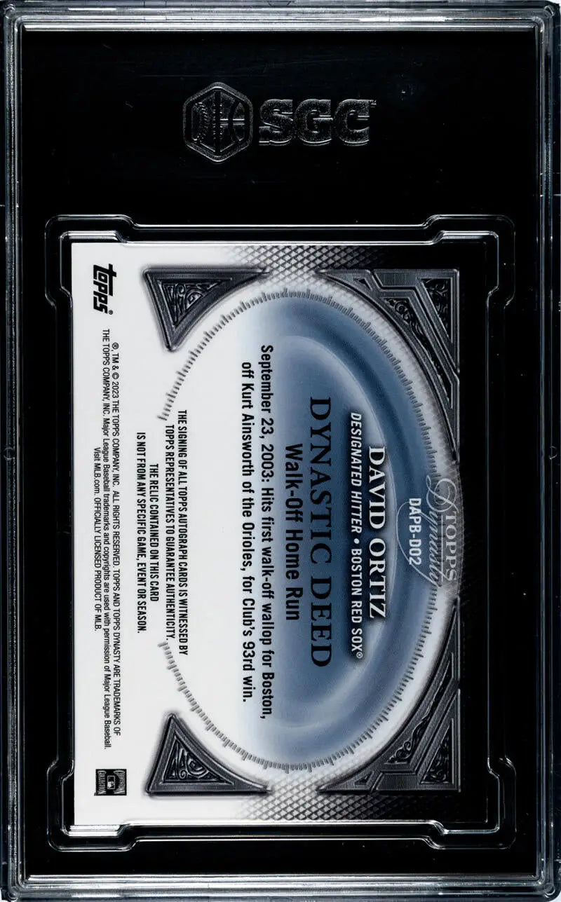 BGS-graded Boston Red Sox David Ortiz trading card in a black protective case