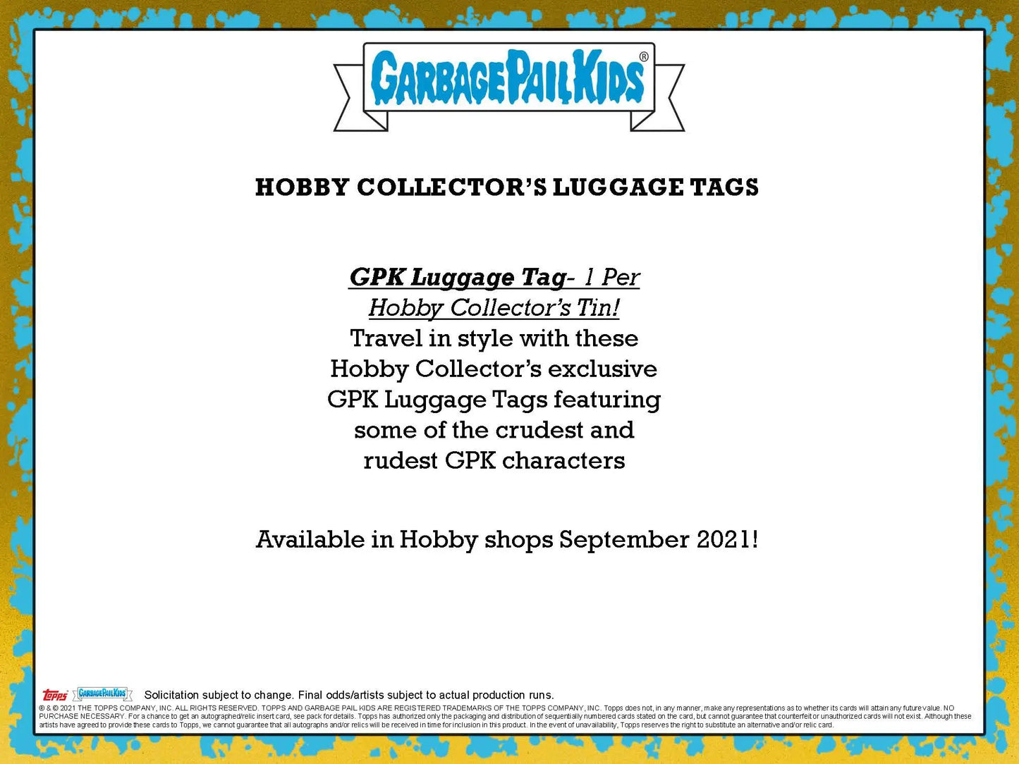 Garbage Pail Kids luggage tags featured in collectors box for 2023 Topps Series 1