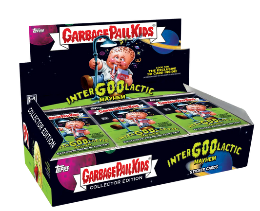 Display box for Garbage Pail Kids InterGOOlactic trading card packs in Hobby Collector Box