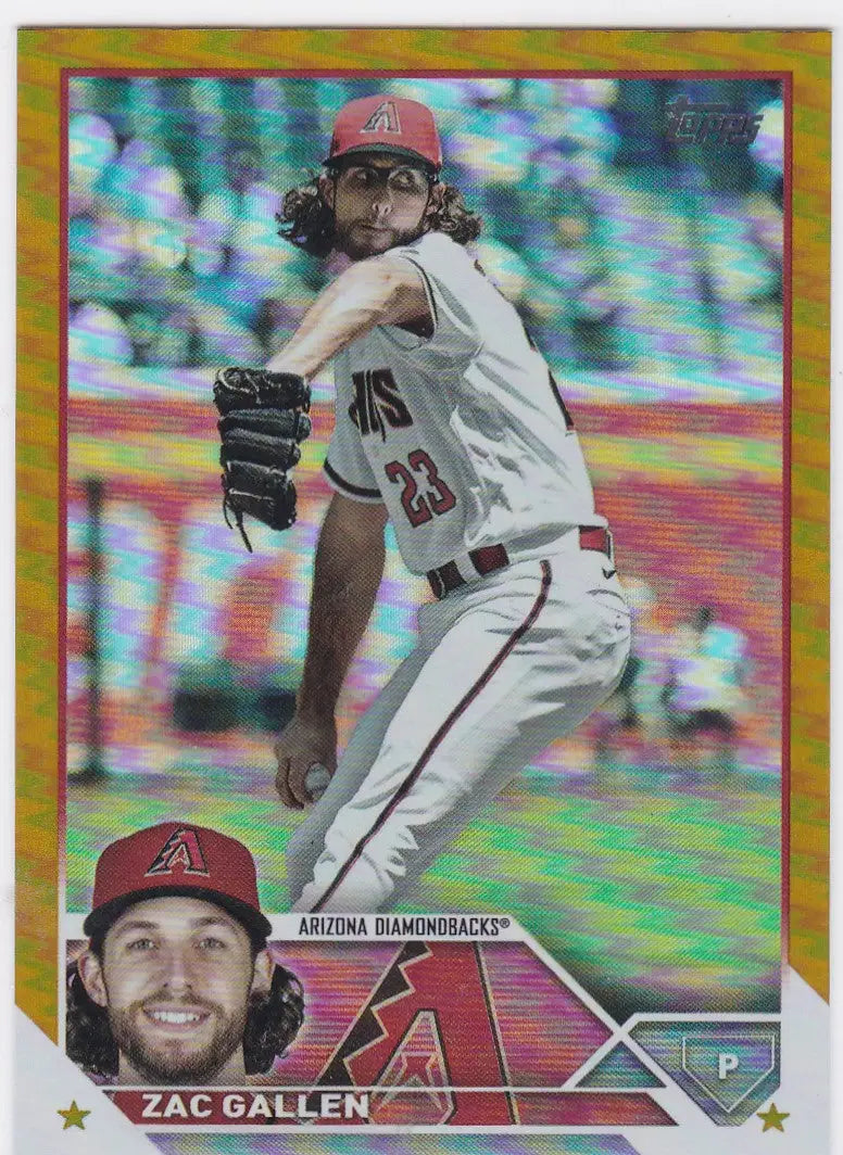 Gold-bordered Holographic Topps Gold Foil card of Zac Gallen Arizona Diamondbacks pitcher