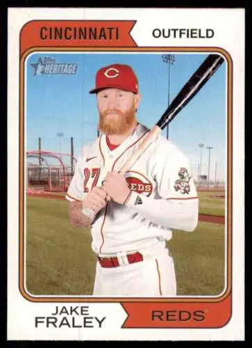 2023 Topps Heritage #231 Jake Fraley baseball card with original gloss from Reds ID:73395