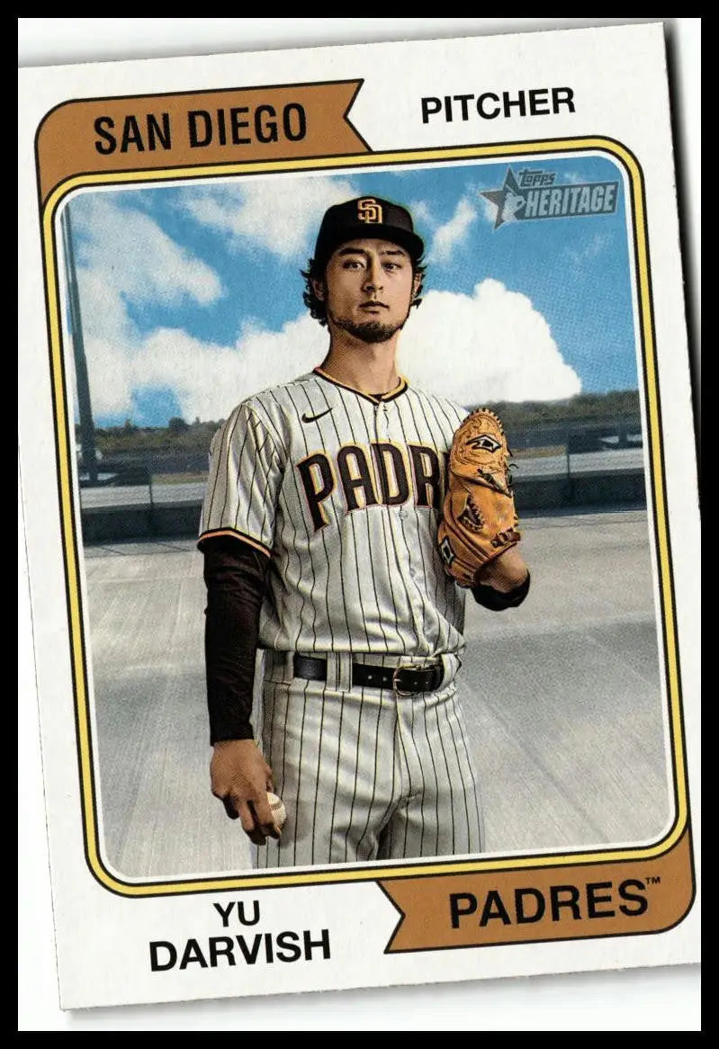 Yu Darvish baseball card from 2023 Topps Heritage featuring San Diego Padres star