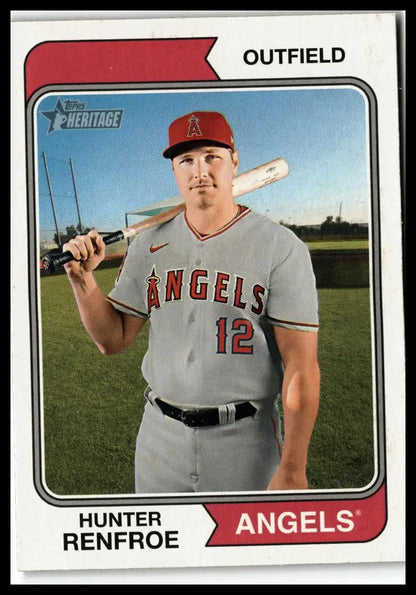 Hunter Renfroe baseball card from 2023 Topps Heritage featuring Los Angeles Angels