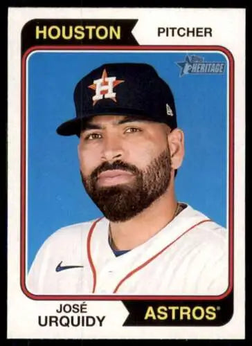 José Urquidy baseball card featuring original gloss from Topps Heritage 2023