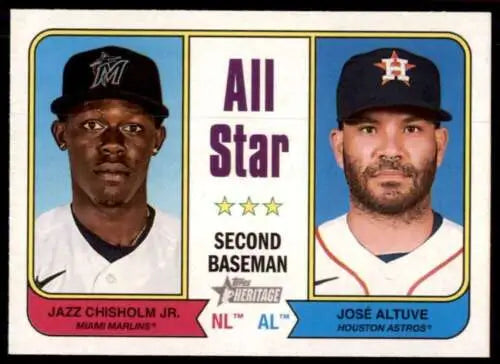 Baseball card featuring José Altuve and Jazz Chisholm Jr. with original gloss finish