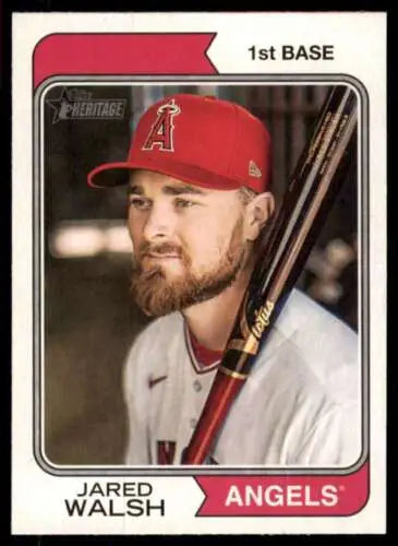 Jared Walsh baseball card 2023 Topps Heritage #368 original gloss for Angels fans