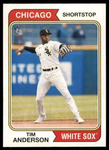 Tim Anderson baseball card from 2023 Topps Heritage with original gloss, White Sox