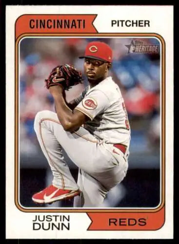 Justin Dunn baseball card 2023 Topps Heritage #428 featuring original gloss, NM-MT