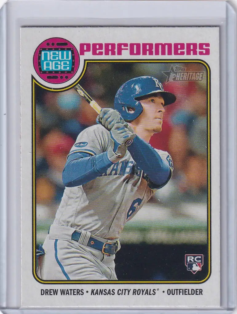 Drew Waters Kansas City Royals outfielder mid-swing on Topps Heritage card