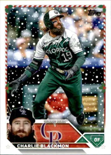 2023 Topps Holiday H109 Charlie Blackmon baseball card with original gloss from Rockies