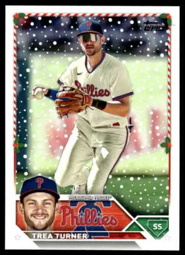 2023 Topps Holiday H118 Trea Turner baseball card in original gloss, NM condition