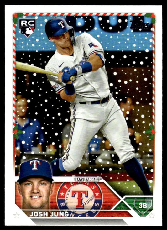 Josh Jung Texas Rangers Baseball Card with Snowy Sparkle from Topps Holiday