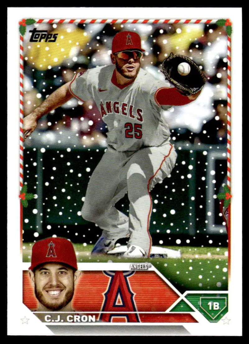 Baseball card of C.J. Cron in white jersey number 26 for Los Angeles Angels