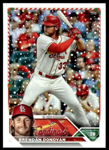 Brendan Donovan baseball card 2023 Topps Holiday H143 with original gloss Near Mint condition