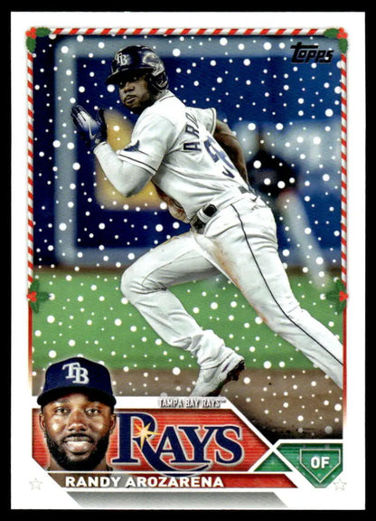 Randy Arozarena Tampa Bay Rays baseball card with snowy effect design 2023 Topps Holiday