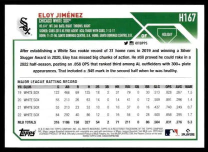 2023 Topps Holiday H167 Eloy Jimenez NM Near Mint baseball card White Sox original gloss