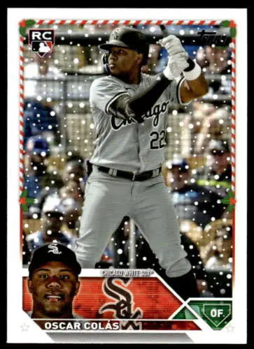 2023 Topps Holiday H179 Oscar Colas Mint RC Rookie Baseball Card in Original Gloss