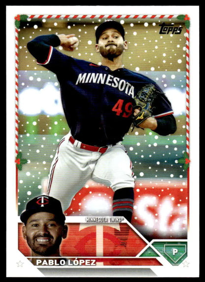 Topps Baseball Card of Pablo Lopez, Minnesota Twins Pitcher #49 in Navy Uniform