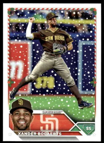 2023 Topps Holiday H21 Xander Bogaerts baseball card with original gloss in Padres uniform