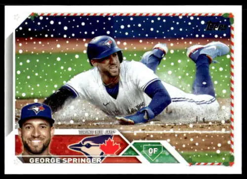 2023 Topps Holiday H35 George Springer baseball card in original gloss, Mint Blue Jays quality