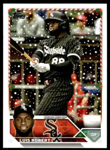 2023 Topps Holiday H37 Luis Robert NM baseball card featuring Mint White Sox original gloss