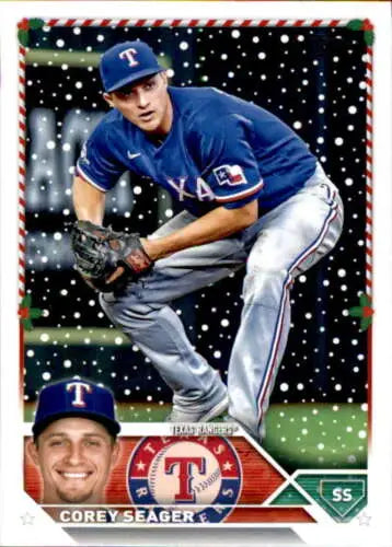 2023 Topps Holiday H45 Corey Seager baseball card with original gloss, Near Mint condition