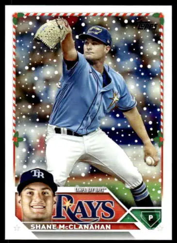 Shane McClanahan baseball card from 2023 Topps Holiday H51 in Near Mint condition